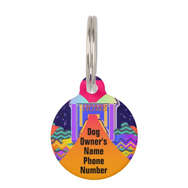 パーソナライズ犬のオーナーの名前の電話番号ラウンド ペット　ネームタグ (正面)
