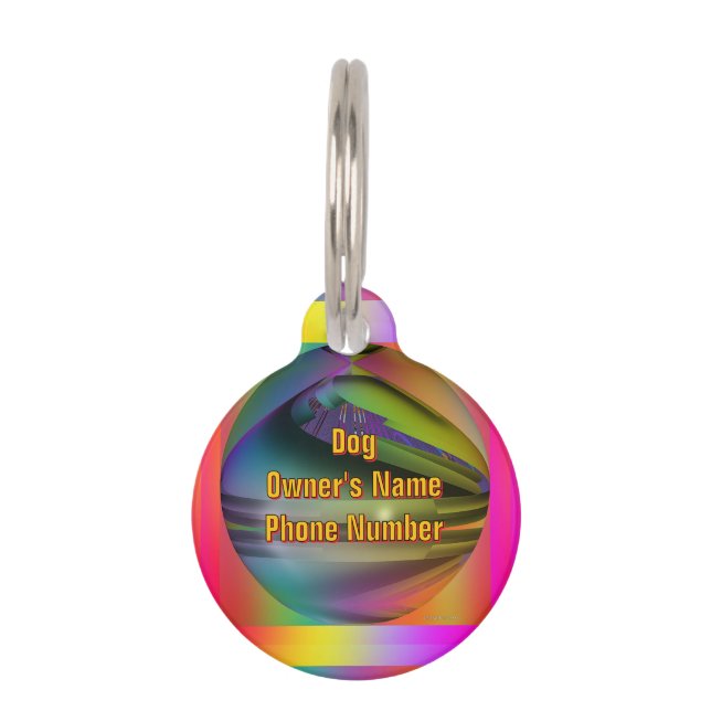パーソナライズ犬のオーナーの名前の電話番号ラウンド ペット　ネームタグ (正面)