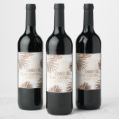 パーソナライズ独自の文字名トロピカルパームズブラウン ワインラベル (ボトル)