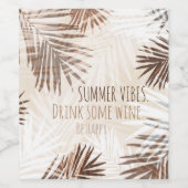 パーソナライズ独自の文字名トロピカルパームズブラウン ワインラベル (シングルラベル)