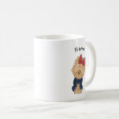 パーソナライズ甘いヨークシャーテリアとボウシンプル白 コーヒーマグカップ (正面右)