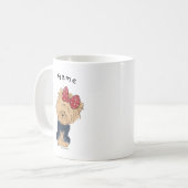 パーソナライズ甘いヨークシャーテリアとボウシンプル白 コーヒーマグカップ (正面左)
