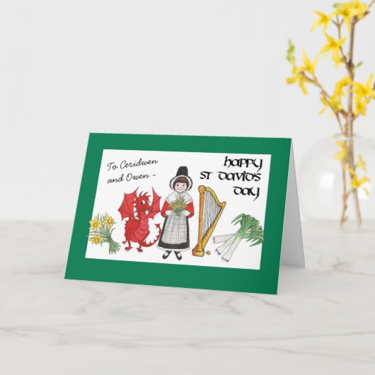 パーソナライズ用の聖デビッドの日の挨拶状 カード (黄色い花)