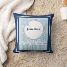 パーソナライズ男の赤ちゃんブルー蝶フラワーハート