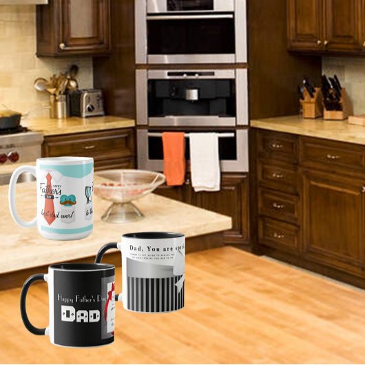パーソナライズ白黒レッドハッピーファーズデイパパ マグカップ