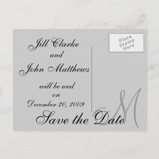 パーソナライズ白黒日付はがきを保存 案内ポストカード (裏面)