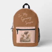 パーソナライズ祖母の名前ウッドランドおむつバッグ プリントバックパック (正面)