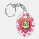 パーソナライズ私に私のハート(黄色)であります実験室が キーホルダー (正面左)