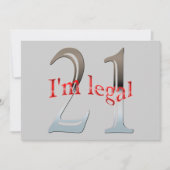 パーソナライズ私は法的おもしろいな第21誕生会です 招待状 (正面)