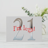 パーソナライズ私は法的おもしろいな第21誕生会です 招待状 (スタンド正面)