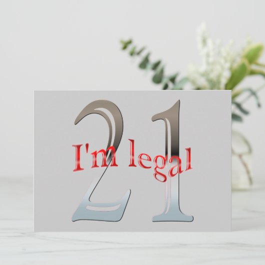 パーソナライズ私は法的おもしろいな第21誕生会です 招待状 (スタンド正面)