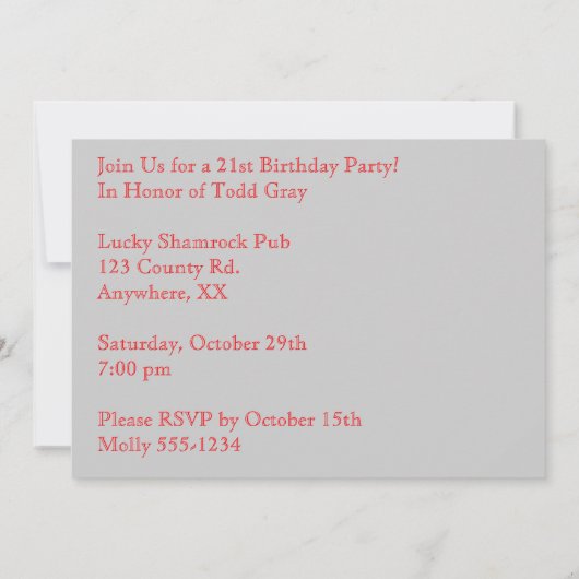 パーソナライズ私は法的おもしろいな第21誕生会です 招待状 (裏面)