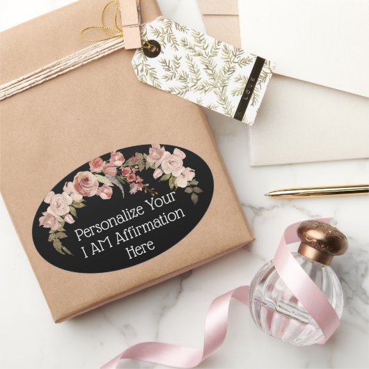 パーソナライズ私は肯定フローラクリスチャン 楕円形シール (ギフト)