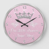 パーソナライズ私達の小さいプリンセスの時計、ピンクの時計 ラージ壁時計 (正面)