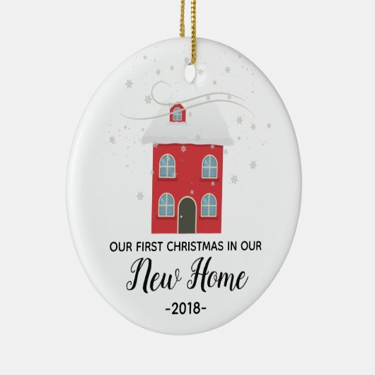 パーソナライズ私達の新しい家のクリスマスのオーナメント セラミックオーナメント (右)
