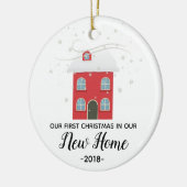 パーソナライズ私達の新しい家のクリスマスのオーナメント セラミックオーナメント (左)