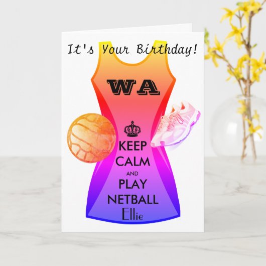 パーソナライズ穏やかなおよび演劇のネットボールの引用文保って下さい カード (黄色い花)