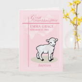 パーソナライズ素晴らし孫娘、バプティスピンクの女の子 カード (黄色い花)