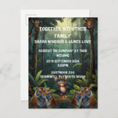 パーソナライズ結婚された動物園招待状 インビテーションポストカード (正面/裏面)