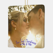 パーソナライズ結婚のフォトピーコックの羽根 セラミックオーナメント (左)