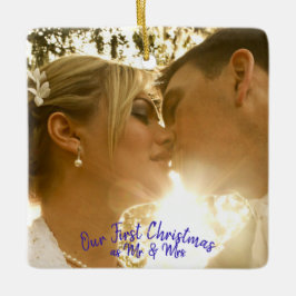 パーソナライズ結婚のフォトピーコックの羽根 セラミックオーナメント