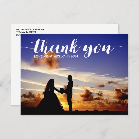 パーソナライズ結婚式の郵便はがきのノートありがとう ポストカード (正面/裏面)