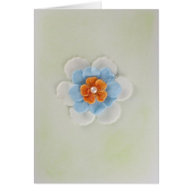 パーソナライズ美しい白、青、オレンジ色の花 (正面)