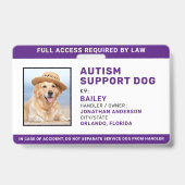 パーソナライズ自閉症支援サービス犬ID写真 バッジ (正面)