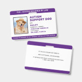 パーソナライズ自閉症支援サービス犬ID写真 バッジ (正面&裏面)