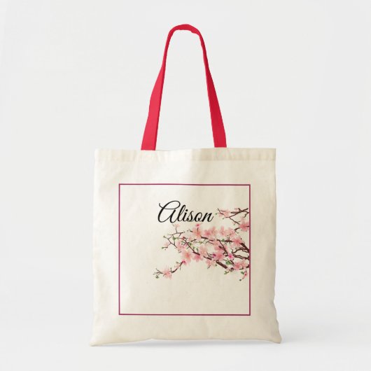 パーソナライズ花嫁ギフトさくらんぼ花 トートバッグ (正面)
