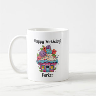 パーソナライズ誕生日ガールカップケーキ コーヒーマグカップ