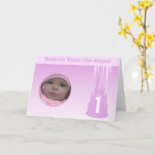 パーソナライズ誕生日ガール冬Onederland写真 カード (黄色い花)