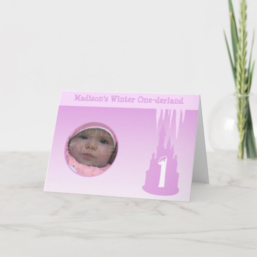 パーソナライズ誕生日ガール冬Onederland写真 カード (正面)