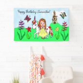 パーソナライズ誕生日バナープリンセスとユニコーン 横断幕 (インサイチュ)