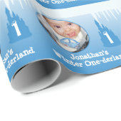 パーソナライズ誕生日ボーイ冬Onederland写真 ラッピングペーパー (ロールコーナー)