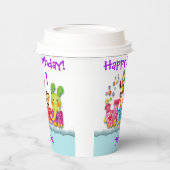 パーソナライズ誕生日動物列車若い子ナプク 紙コップ (左)