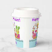 パーソナライズ誕生日動物列車若い子ナプク 紙コップ (右)