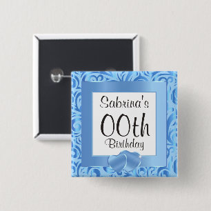 パーソナライズ誕生日 – 青 缶バッジ