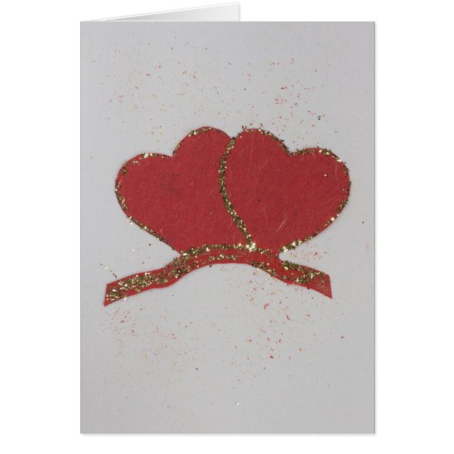 パーソナライズ赤いハート金ゴールド輝くバレンタイン (正面)