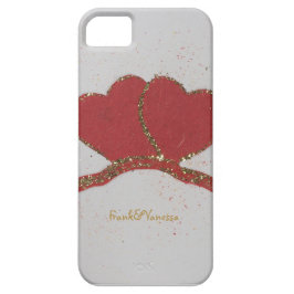 パーソナライズ赤いハート金ゴールド輝くバレンタイン iPhone 11 ケース