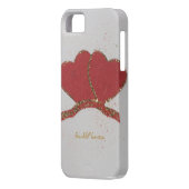 パーソナライズ赤いハート金ゴールド輝くバレンタイン Case-Mate iPhoneケース (裏面左)