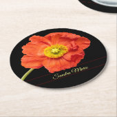 パーソナライズ赤いポピーの花ラウンド紙コースター ラウンドペーパーコースター (アングル)
