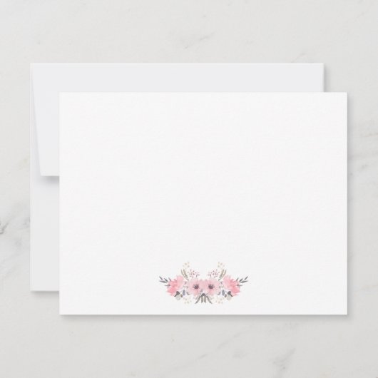 パーソナライズ赤面ピンクフローラレター名モノグラム ノートカード (裏面)