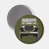 パーソナライズ軍隊退役軍人ヴィンテージ軍用車 マグネット (正面/裏面)