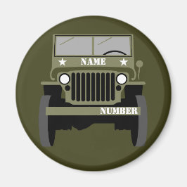 パーソナライズ軍隊退役軍人ヴィンテージ軍用車 マグネット