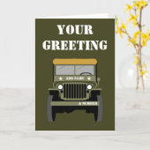 パーソナライズ軍隊退役軍人ヴィンテージ軍車両 カード (黄色い花)