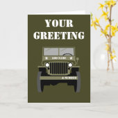 パーソナライズ軍隊退役軍人ヴィンテージ軍車両 カード (黄色い花)