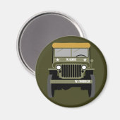 パーソナライズ軍隊退役軍人ヴィンテージ軍車両 マグネット (正面/裏面)
