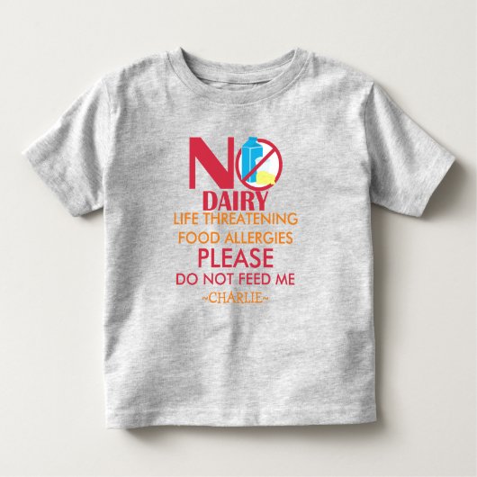パーソナライズ酪農場のアレルギー警報を食べ物を与えないで下さい トドラーTシャツ (正面)