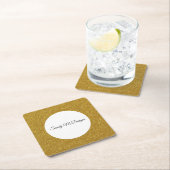 パーソナライズ金ゴールドグリッターフレームイメージあなたの名前 スクエアペーパーコースター (インサイチュ)